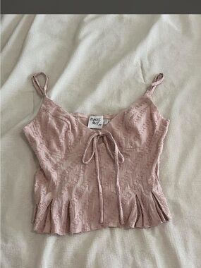 Princess Polly Dusty Pink Textured Tie-Front Cami